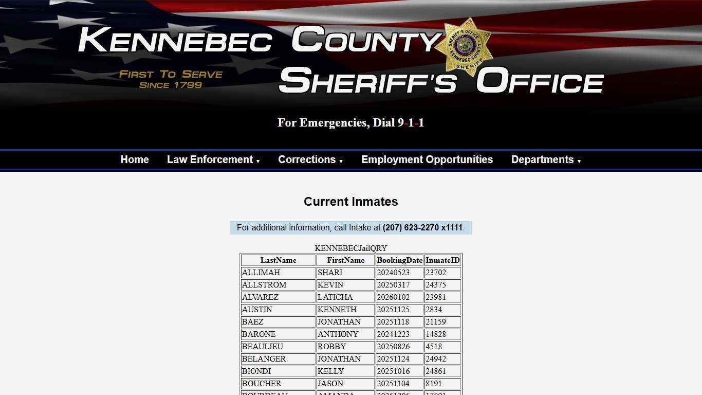 Current Inmates - Kennebec County Sheriff's Office